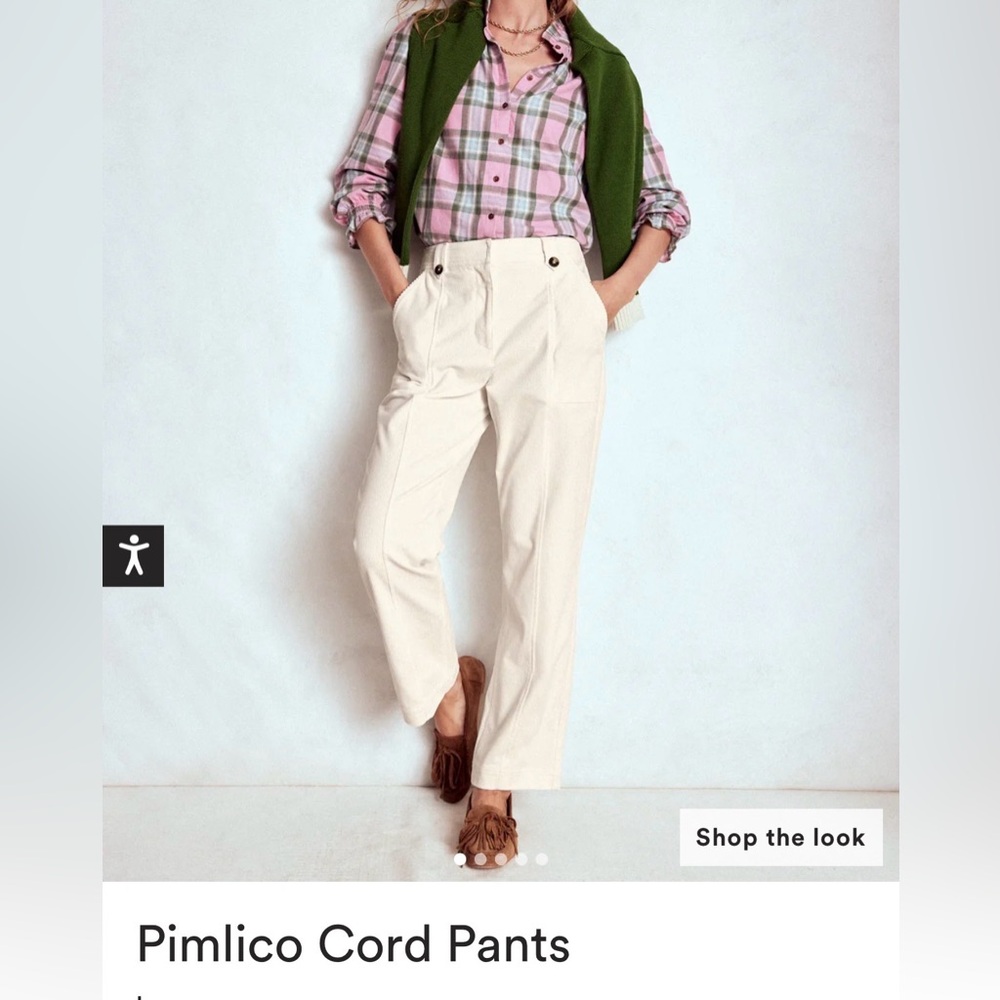 Boden Pimlico Cord Wide-Leg Pants in Cream